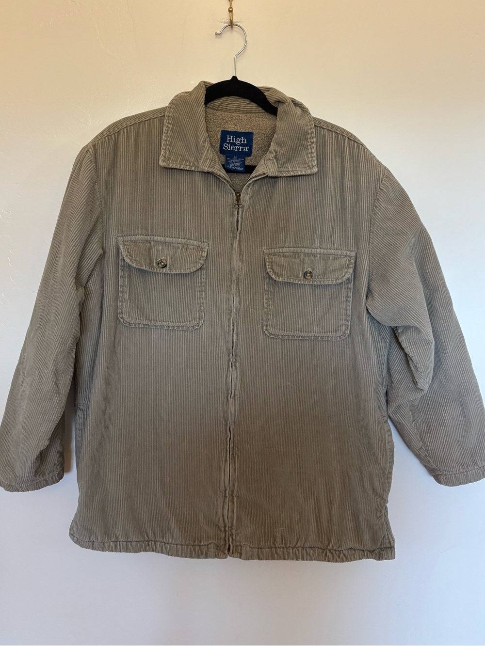 High Sierra Men's Corduroy Zip Jacket in Taupe M